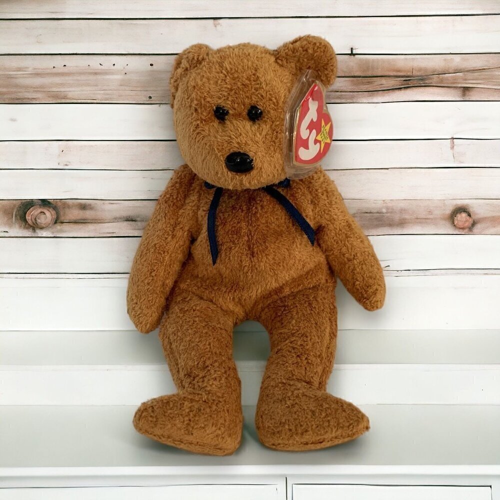 TY Beanie Baby Fuzz The Bear Brown 8" 1999 With Original Hang Tag